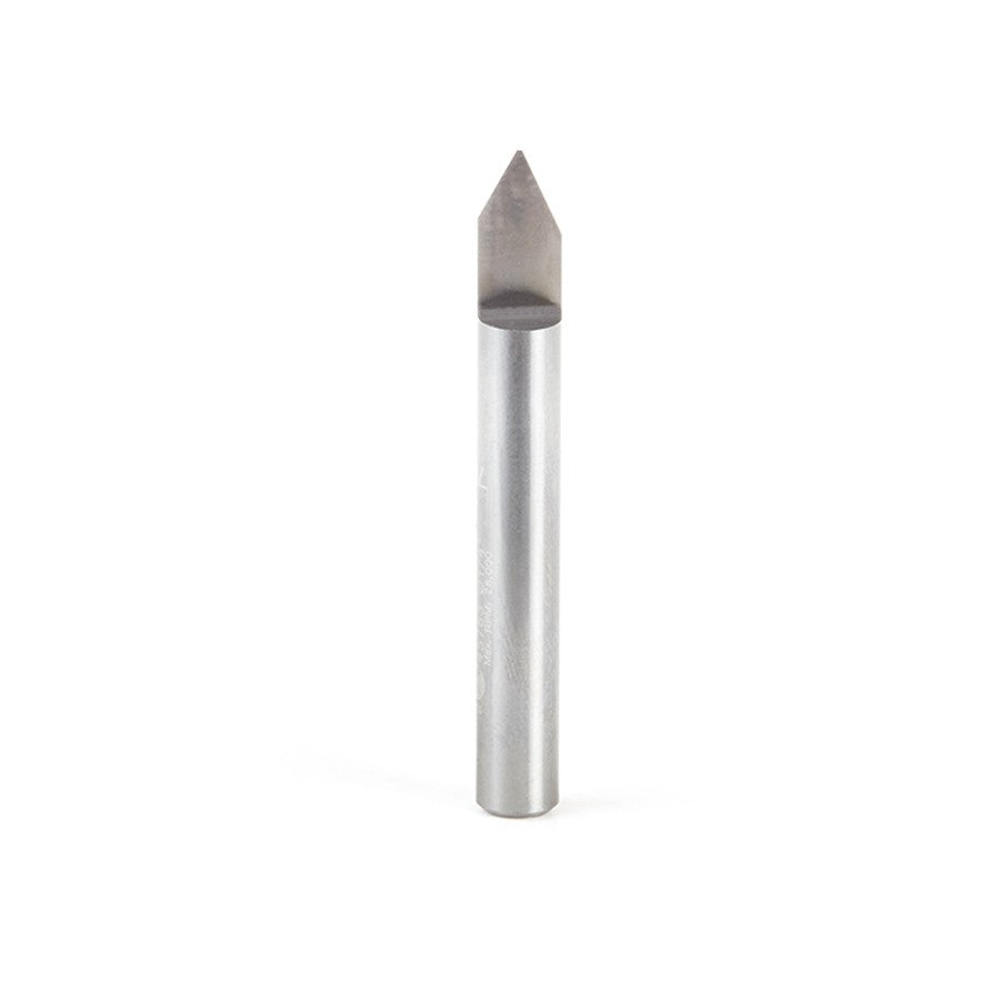 Amana Tool Solid Carbide 60 Deg. 0.020 Tip x 1/4 in x 2 Router Bit 45763