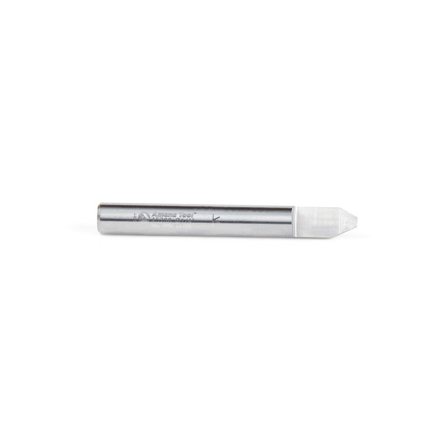 Amana Tool Solid Carbide 60 Deg 0.090 x 1/4 in x 2 Long Router Bit 45768