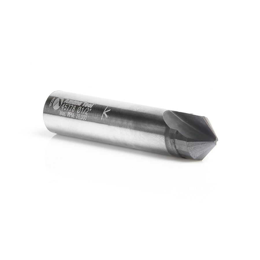 Amana Tool Carbide V-Groove 90 Deg, 3/8 x 1/2 in x 1/2 in Router Bit 45778