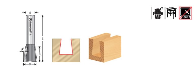 Amana Tool Dovetail 7/8 Dia. 1/2 in Shank L/H 45812-LH