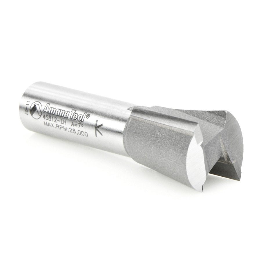 Amana Tool 45812-LH, Amana Carbide Tipped Stair Tread L/H Dovetail 7 Deg x 7/8 Dia x 7/8 x 1/2 Inch Shank 45812-LH