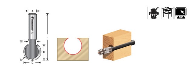 Amana Tool Plunge Ball 1/2 in Dia. 1/2 in Shank 45960