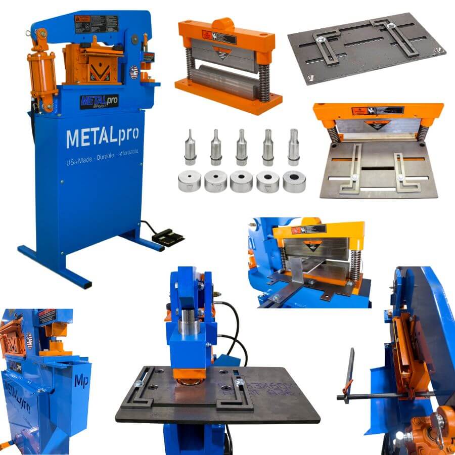 MetalPro 45-Ton Ironworker w/ 8" Shear Kit, 12" Brake Kit, 5pc Round Punch Kit BNDL-MP4500FS-S8-B12-P5