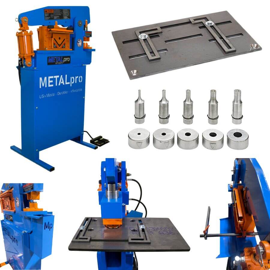 MetalPro 45-Ton Ironworker w/ 8" Shear Kit, 5pc Round Punch Kit BNDL-MP4500FS-S8-B0-P5