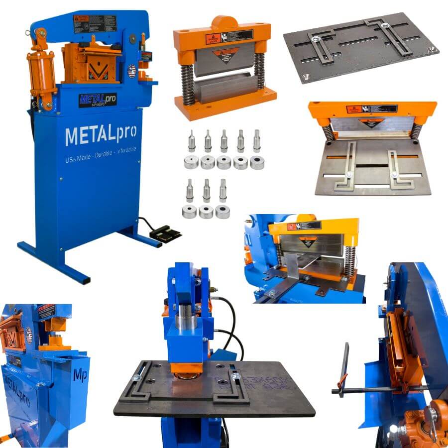MetalPro 45-Ton Ironworker w/ 8" Shear Kit, 8" Brake Kit, 8pc Round Punch Kit BNDL-MP4500FS-S8-B8-P8