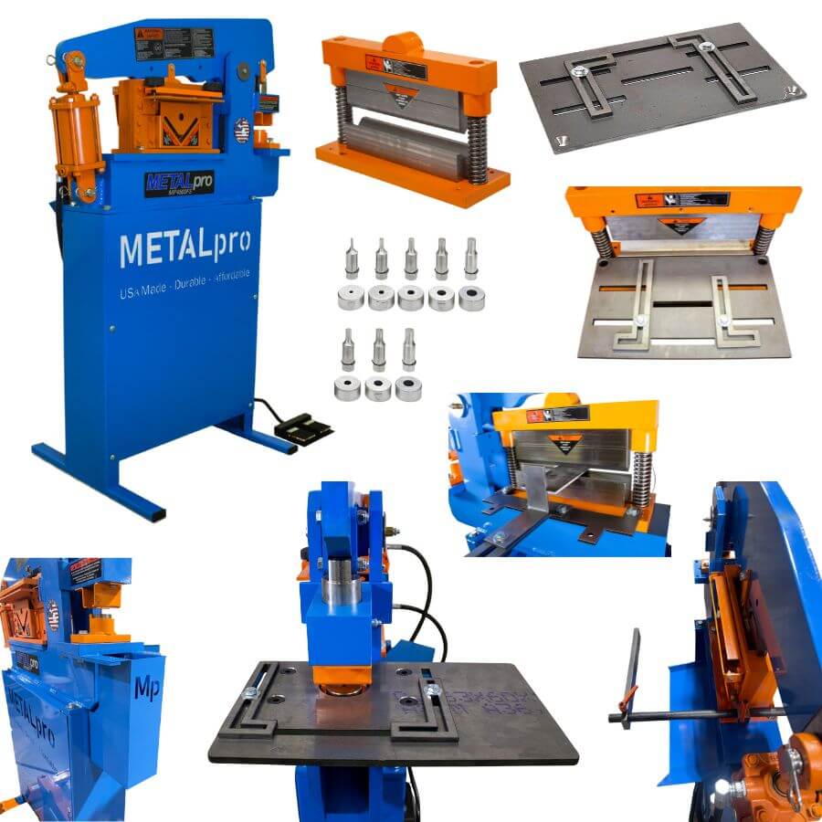 MetalPro 45-Ton Ironworker w/ 8" Shear Kit, 12" Brake Kit, 8pc Round Punch Kit BNDL-MP4500FS-S8-B12-P8