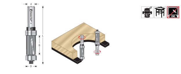 Amana Tool Flush Trim Double BB 3/4 in Dia. 47096