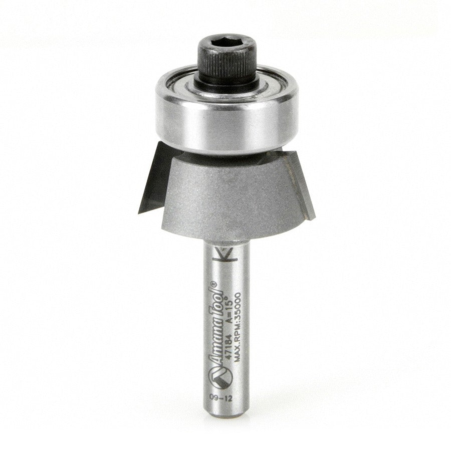 Amana Tool Bevel Bit 15 Deg. Helix 1/4 in SH 47184