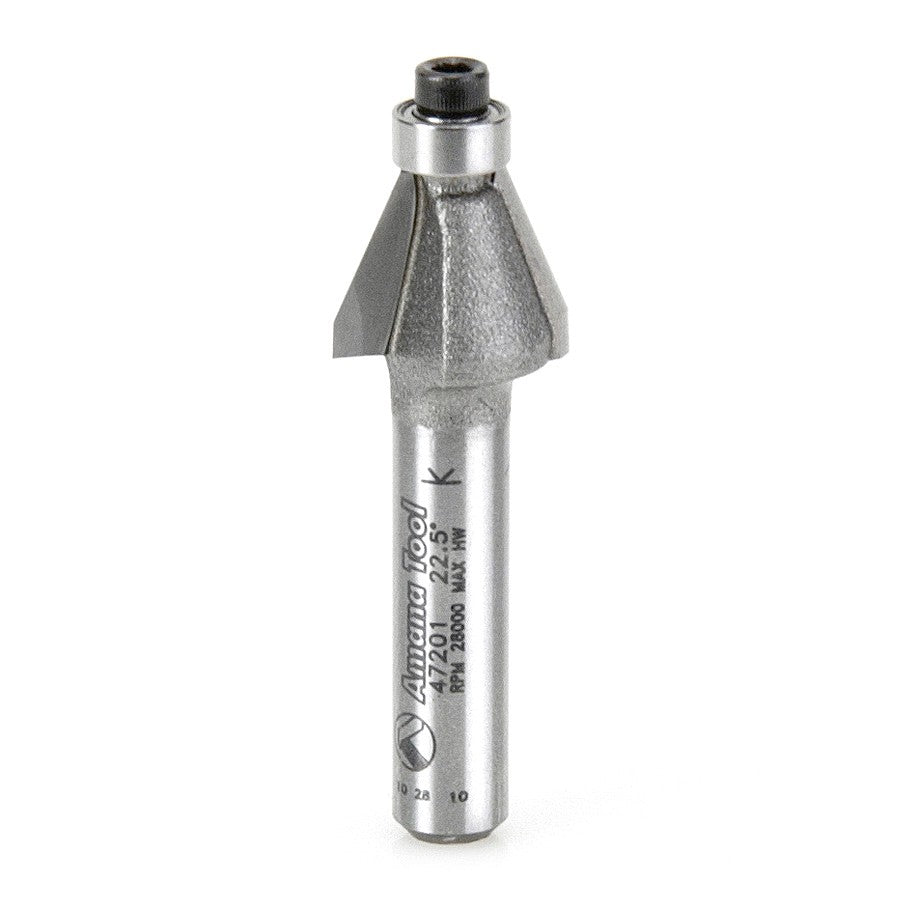 Amana Tool Bevel Bit 22 Degree 1/4 in Shank 47201