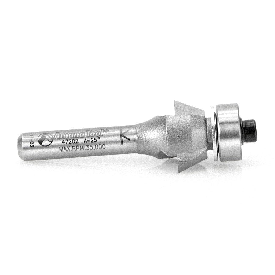 Amana Tool Bevel Bit 25 Degree 1/4 in Shank 47202