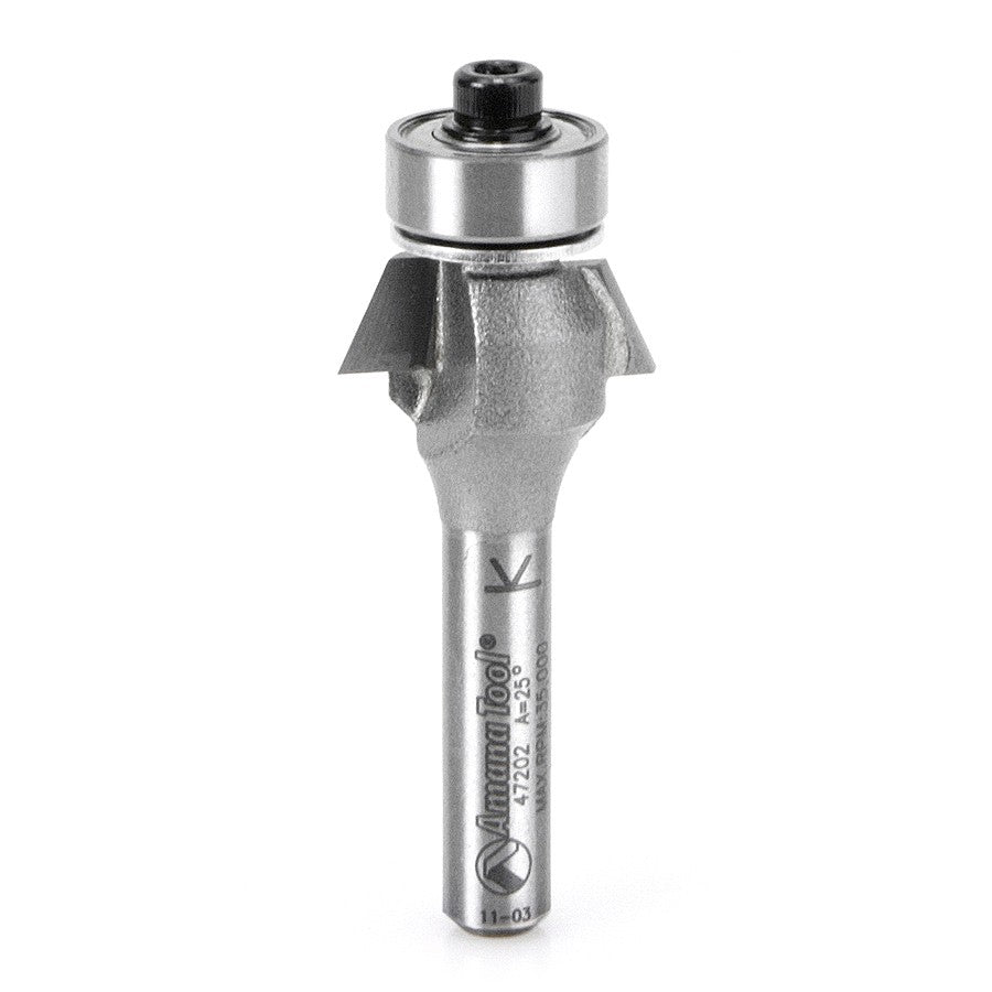 Amana Tool Bevel Bit 25 Degree 1/4 in Shank 47202
