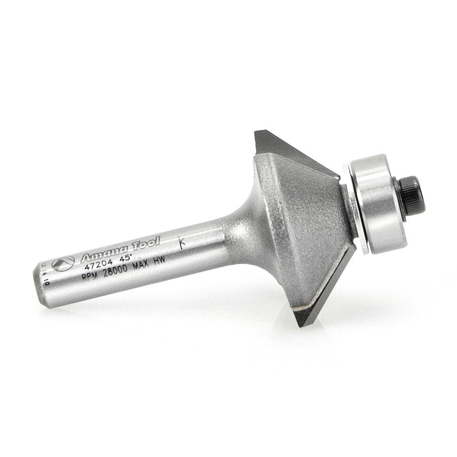 Amana Tool Bevel Bit 45 Degree 1/4 in Shank 47204