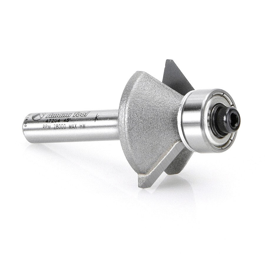 Amana Tool Bevel Bit 45 Degree 1/4 in Shank 47204