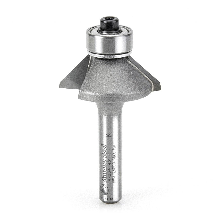 Amana Tool Bevel Bit 45 Degree 1/4 in Shank 47204