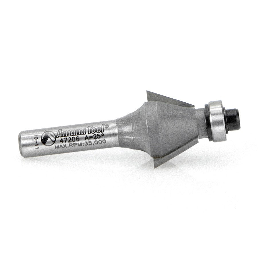 Amana Tool Bevel Bit 25 Degree 1/4 in Shank 47206