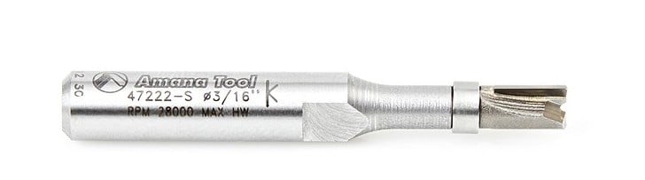 Amana Tool Plunge 3/16 Dia. Upper BB 1/4 in Shank 47222-S