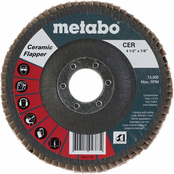 Metabo 4-1/2in CERAMIC FLAPPER 40 Grit 7/8 T29 FIBERGLASS - 10 Pack 629437000