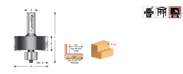 Amana Tool Super Rabbet 2 in Dia. 1/2 in Shank. 49360