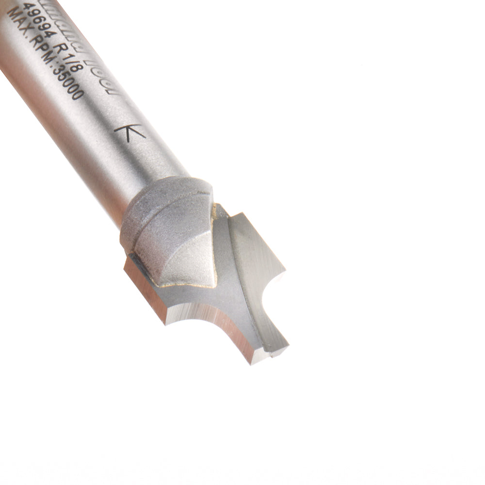 Amana Tool Carbide Tip Plunge Round, 1/8 R x 3/8 x 1/2 in x 1/4 in 49694