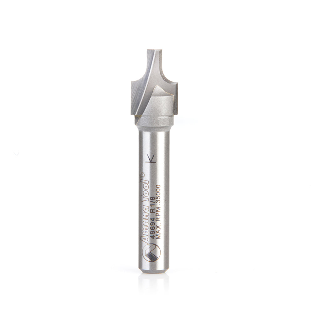 Amana Tool Carbide Tip Plunge Round, 1/8 R x 3/8 x 1/2 in x 1/4 in 49694
