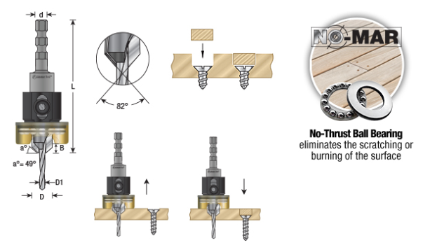 Amana Tool Countersink/Stop 1/8 in Drill 55334