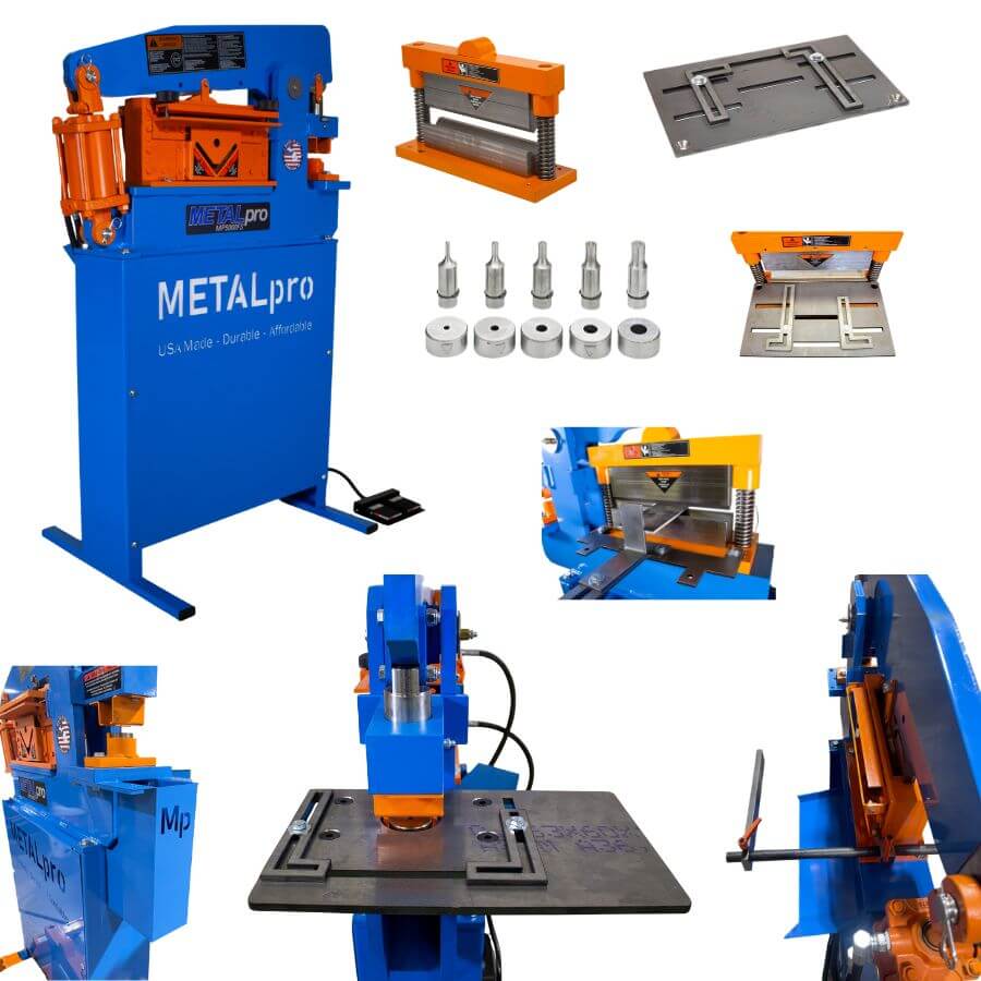 MetalPro 50-Ton Ironworker w/ 12" Shear Kit, 12" Brake Kit, 5pc Round Punch Kit BNDL-MP5000FS-S12-B12-P5