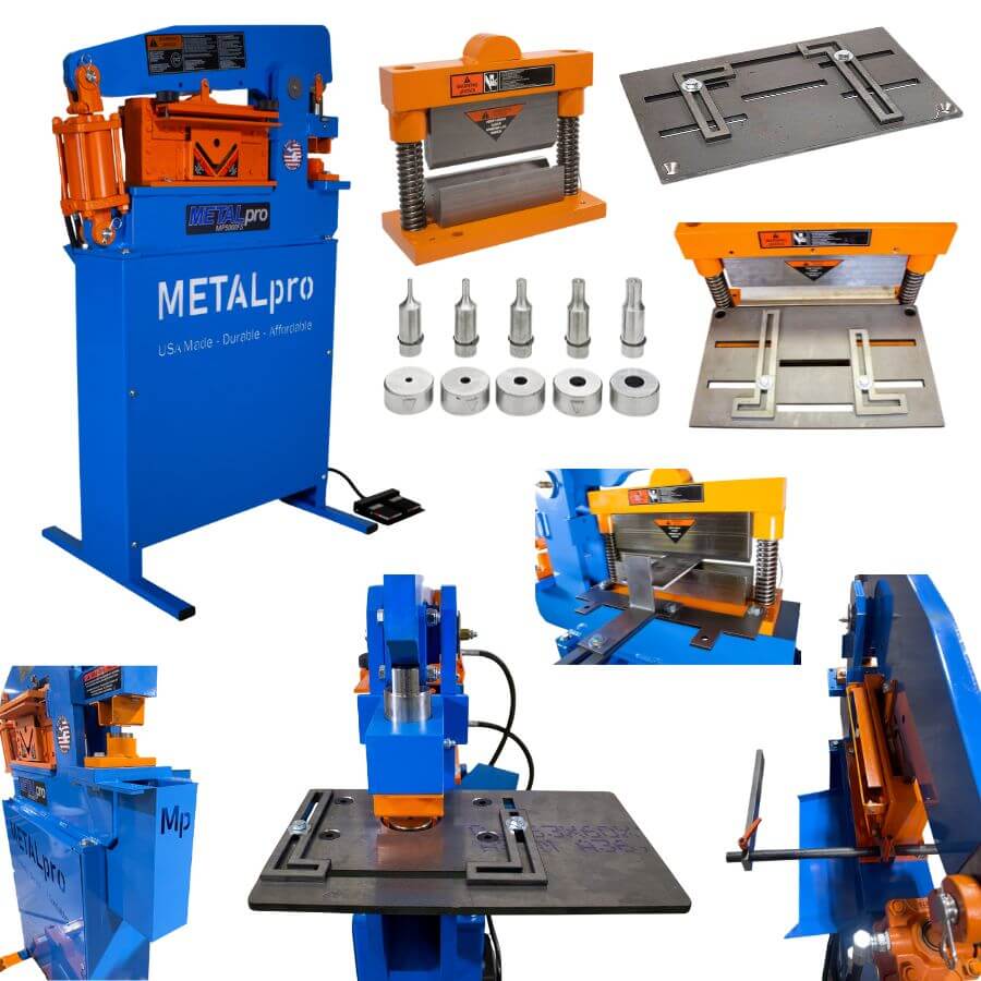 MetalPro 50-Ton Ironworker w/ 12" Shear Kit, 8" Brake Kit, 5pc Round Punch Kit BNDL-MP5000FS-S12-B8-P5