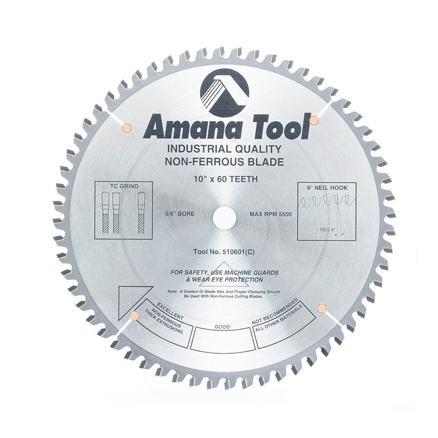 Amana Tool 10 in /60T Non-Ferrous TCG Grind 510601