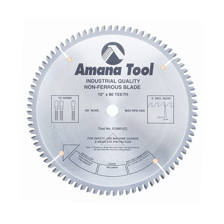 Amana Tool 10 in /80T Non-Ferrous TCG Grind 510801