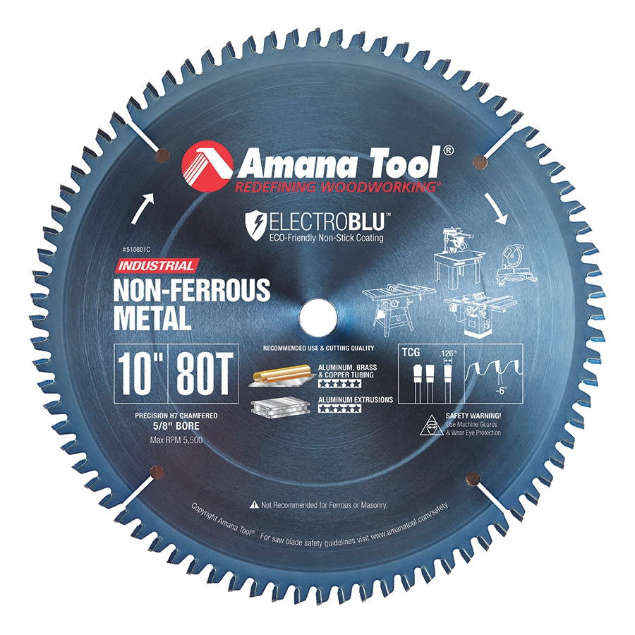 Amana Tool 10 in /80T Non-Ferrous TCG Grind 510801C
