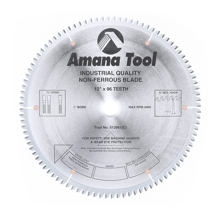 Amana Tool 12 in /96T Non-Ferrous TCG Grind 512961
