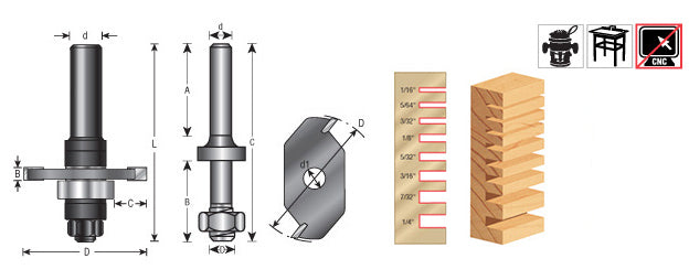 Amana Tool 1/16 Kerf 2 Wing Assembly 53300