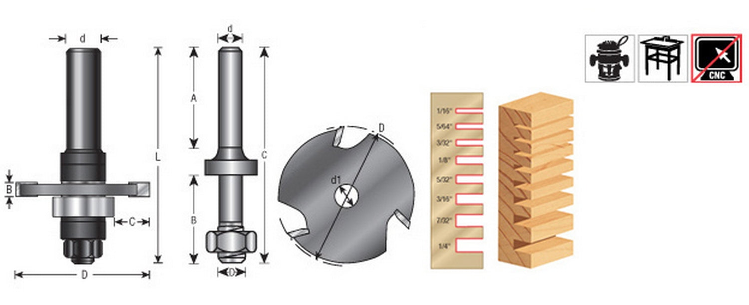 Amana Tool 1/8 Kerf 3 Wing Assembly 53406