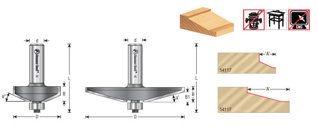 Amana Tool Cove Raised Panel 1/2 in Shank 54119