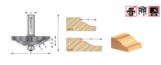 Amana Tool Ogee Raised Panel 1/2 in Shank 54121