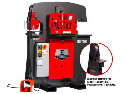 EI55233512 This 55 Ton Ironworker includes a factory installed Coper Notcher and 2 LED Lights and provides more than enough power for the larger projects and offers the ability to customize one of its 4 Workstations with 11 interchangeable Attachments.
