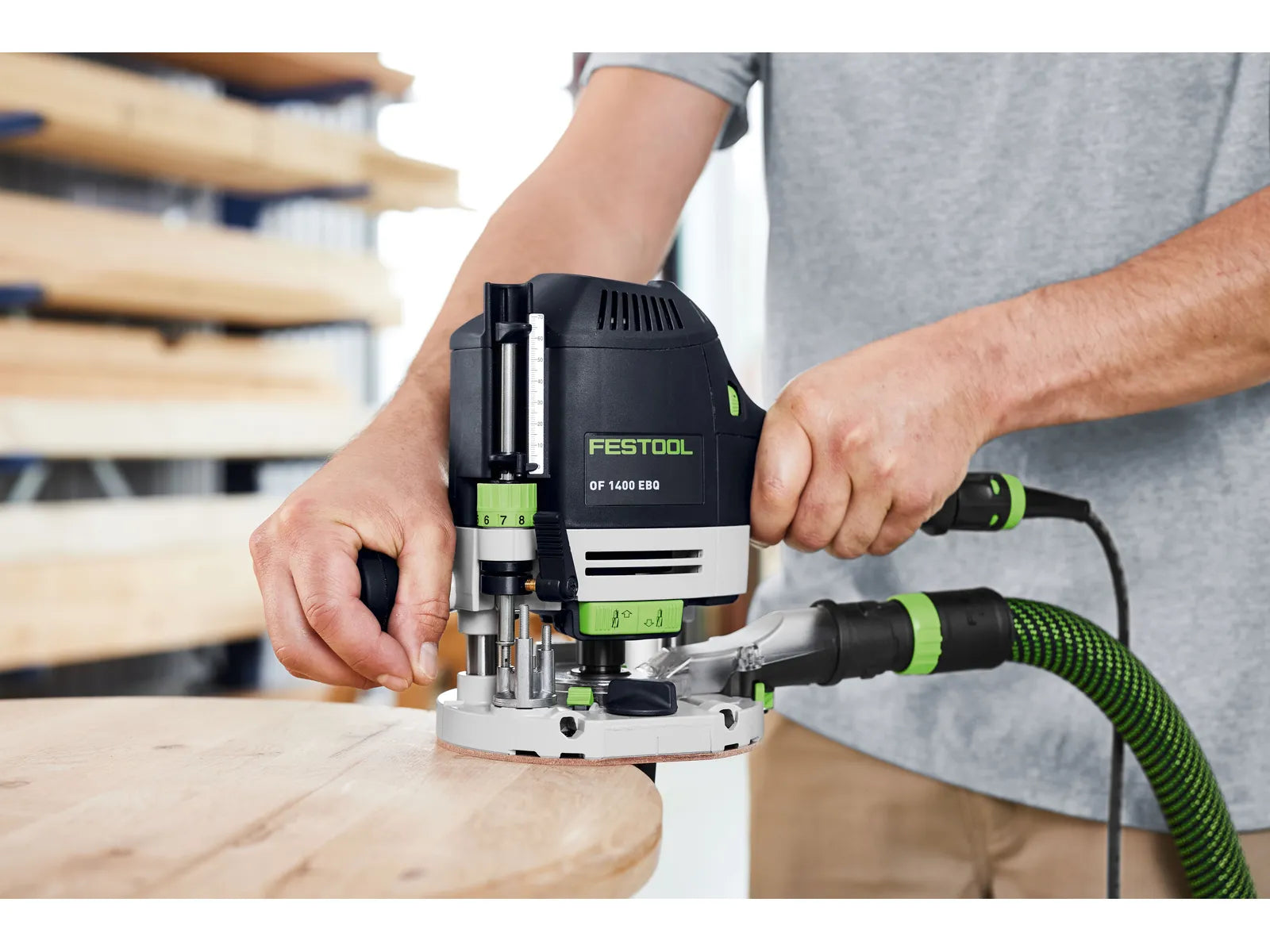 Festool OF 1400 EQ-F-Plus Plunge Router Starter Set, 1/4 in. - 1/2 in. Collet, 1400W, 120V 579463