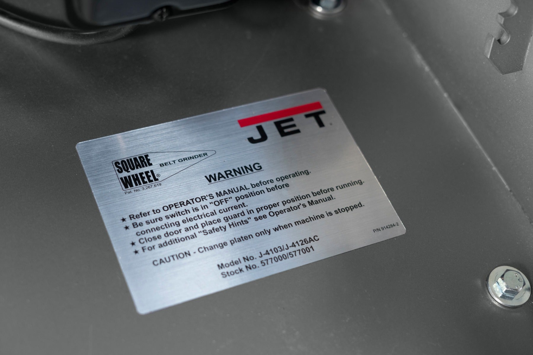 Jet SWG-272, 2 x 72 Square Wheel Belt Grinder 115V 1Ph 577400