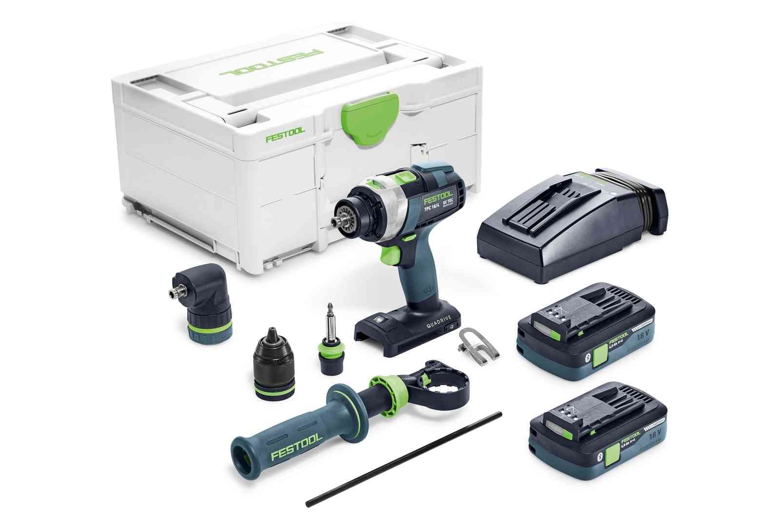Festool QUADRIVE Cordless Hammer Drill TPC 18/4 Set w/ 4.0Ah Battery Kit 577626