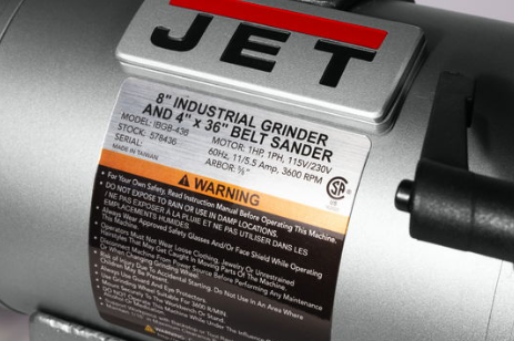 Jet IBGB-436 Combination 8 in. Industrial Grinder with 4 in. x 36 in. Belt Sander 578436