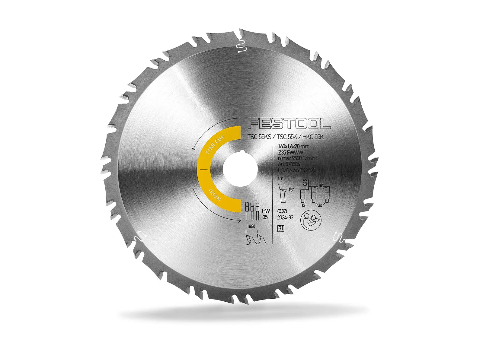 Festool WOOD FINE CUT 160 mm / 6.29 in. 35T Circular Saw Blade, 1.6 mm Kerf 578590