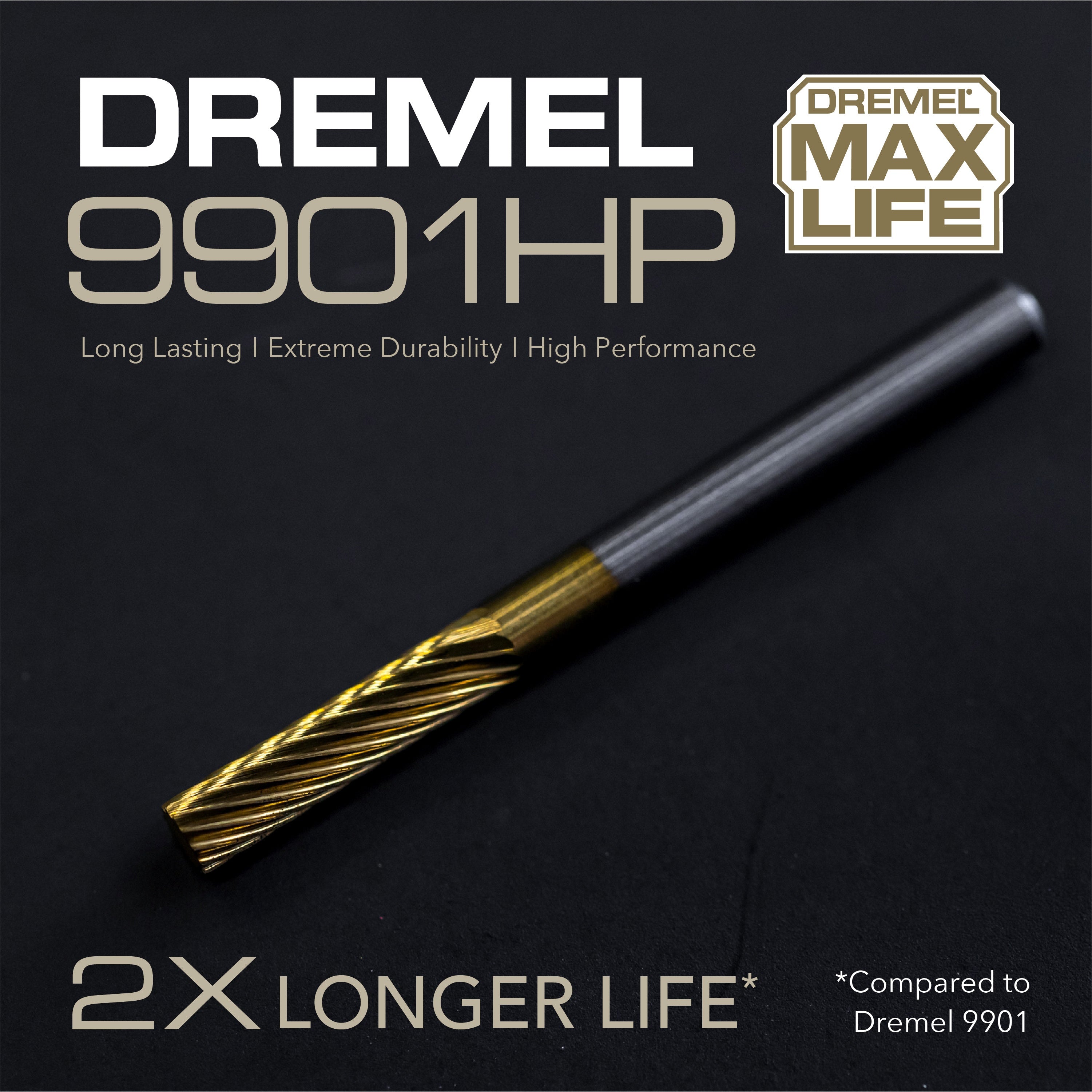 Dremel 1/8 in. Cylinder Shape Tungsten Carbide High Performance Rotary Carving Bit 9901HP