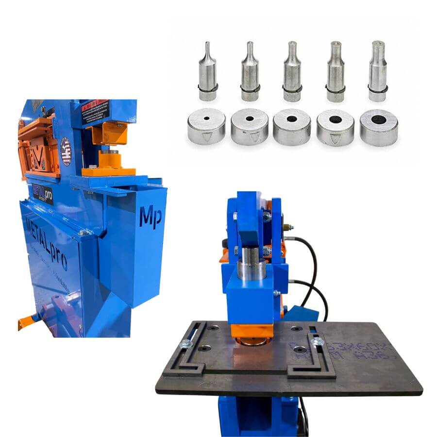 MetalPro 5pc Round Punch Kit 1/4" to 3/4" with Guide Table and Slug Catcher MP414045PSPSC