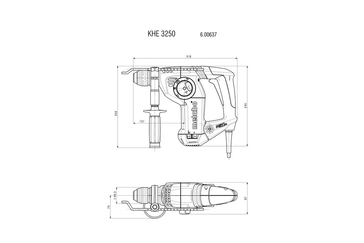Metabo 1-1/8in SDS-Plus Combination Hammer, KHE3250 600637420