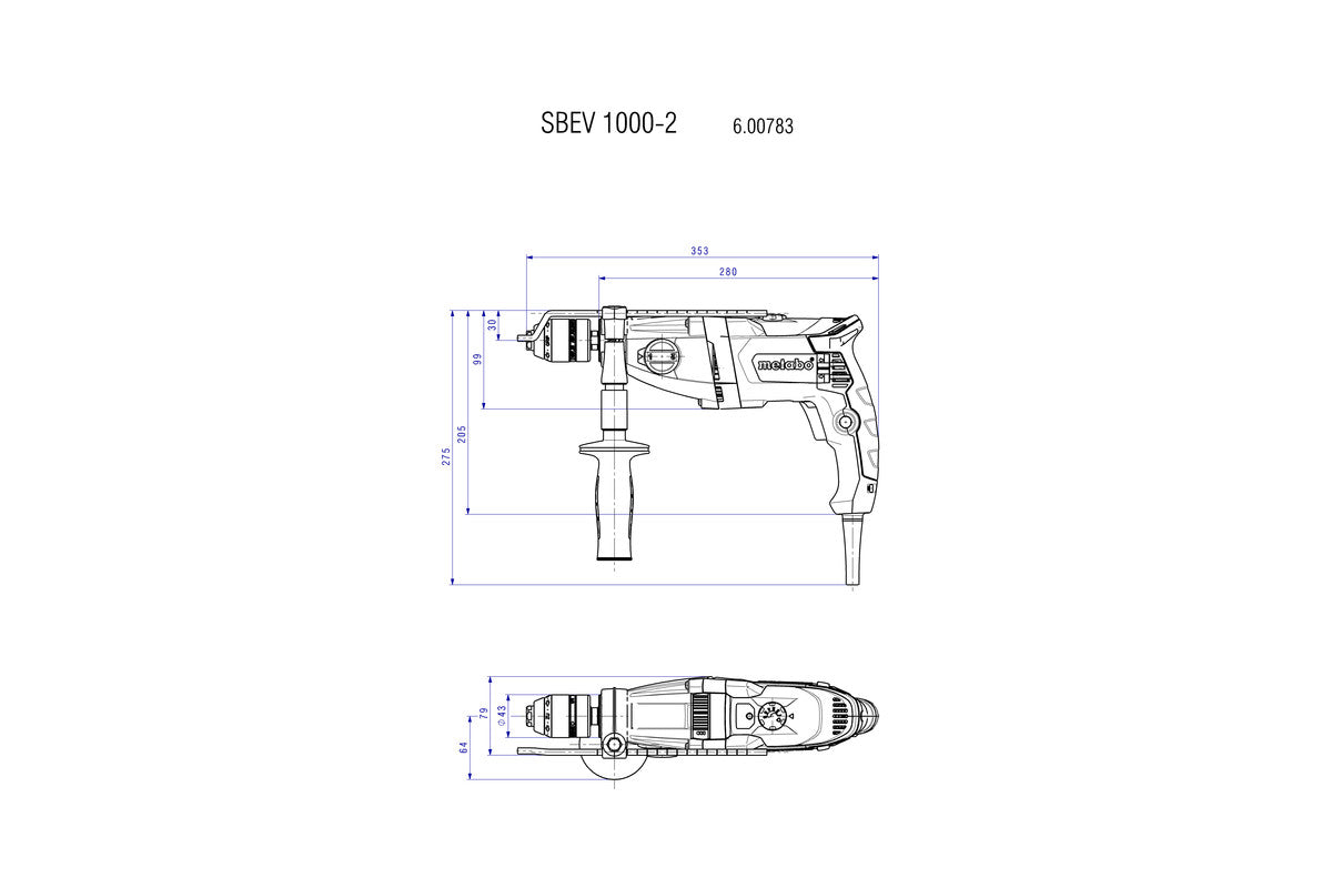 Metabo 1/2in Hammer Drill, SBEV 1000-2 600783620