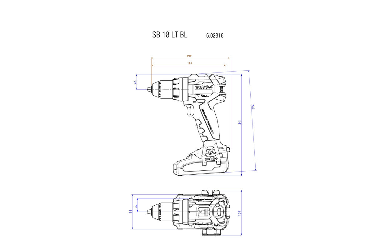 Metabo 18V Brushless Hammer Drill/Driver Kit w/ 2x Batteries, Charger & metaBOX 602316520