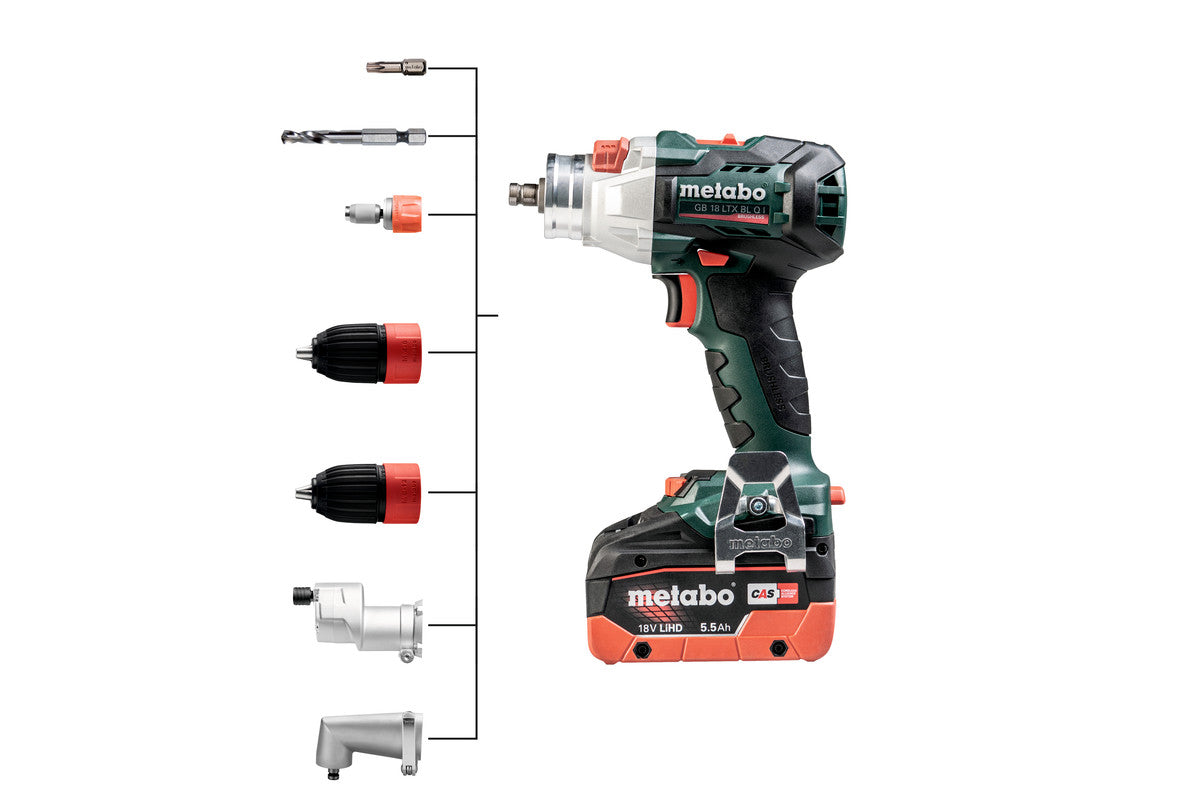 Metabo 18V Push-Pull Tapping Tool & Drill/Driver w/ 2 chucks, MetaBOX, GB 18 LTX BL Q I bare MB 602362840