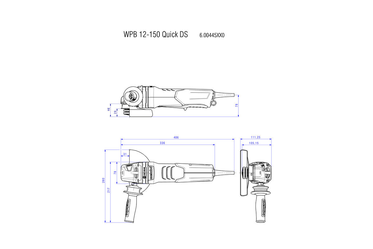 Metabo 6in Angle Grinder, WPB 13-150 QUICK DS 603645420
