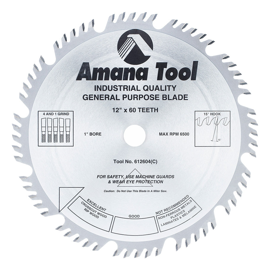 Amana Tool 12 in /60T Combination Grind 612604