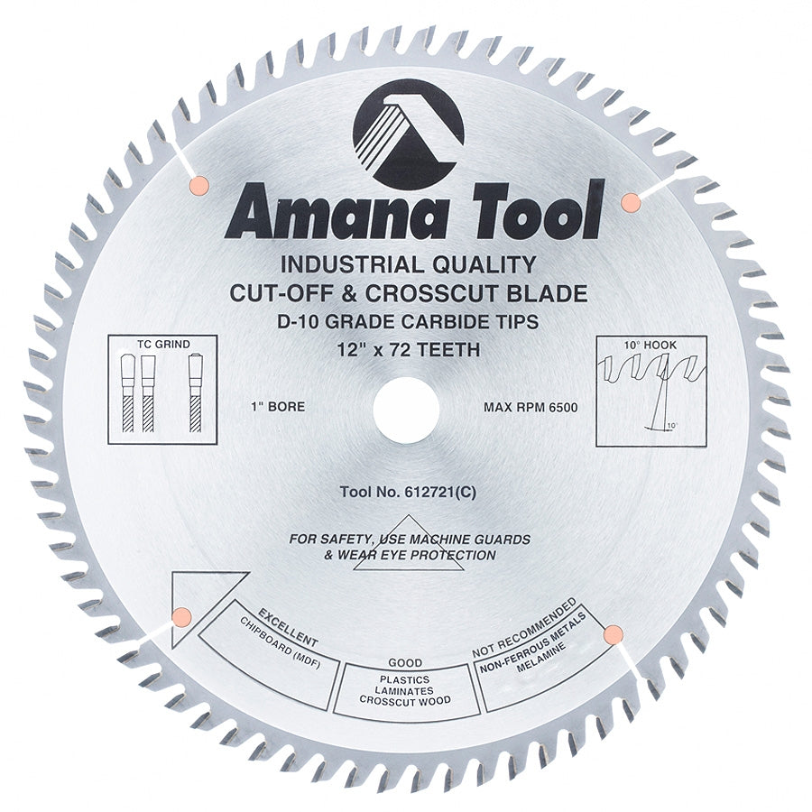 Amana Tool 12 in /72T Cut-Off Saw TCG Grind 612721